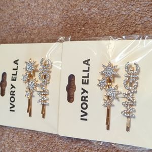 Ivory Ella Hair Clips. Stars. Magic. 2 of them ON CARD  2 CARDS TOTAL  SALE SALE